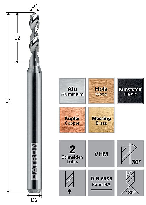 Spiralborr, 3mm skaft